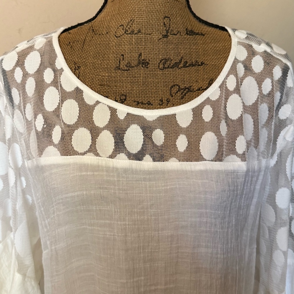 Unique Spectrum White Polka Dot Blouse - Picture 3 of 7